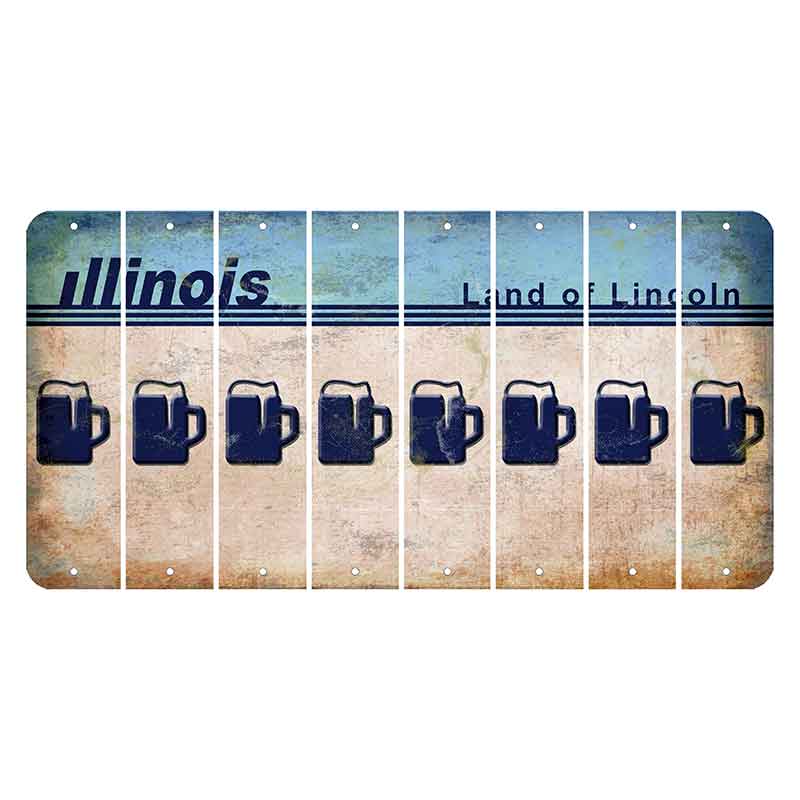 Illinois Light Blue Cut License Plate Strips (Set of 8)