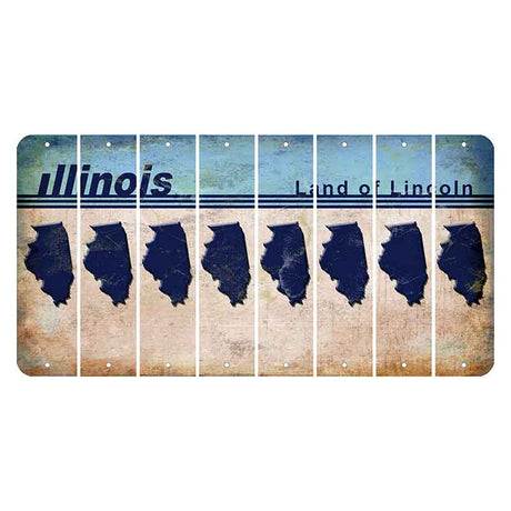 Illinois Light Blue Cut License Plate Strips (Set of 8)