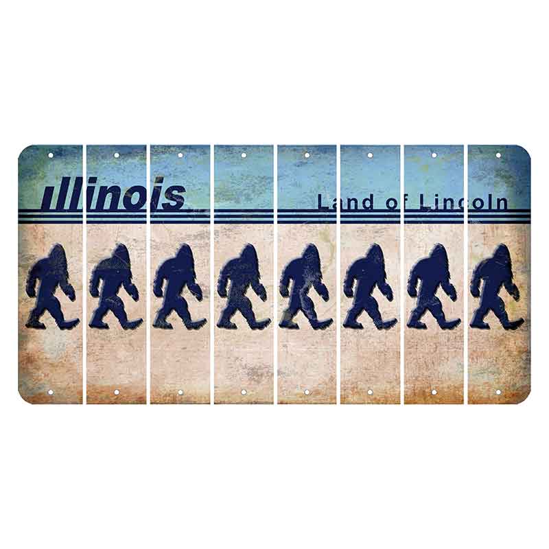 Illinois Light Blue Cut License Plate Strips (Set of 8)