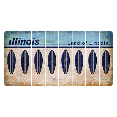 Illinois Light Blue Cut License Plate Strips (Set of 8)