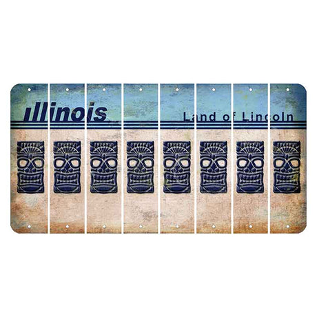 Illinois Light Blue Cut License Plate Strips (Set of 8)