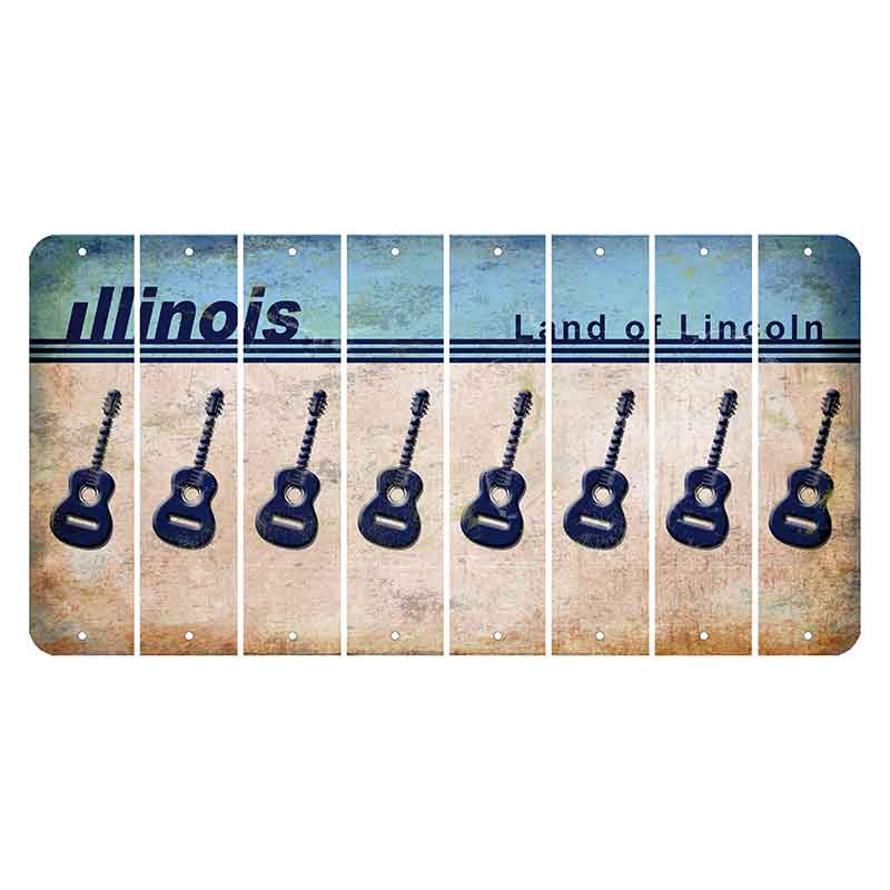 Illinois Light Blue Cut License Plate Strips (Set of 8)