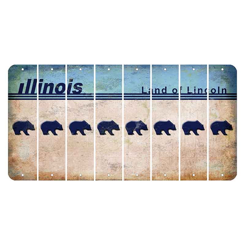 Illinois Light Blue Cut License Plate Strips (Set of 8)