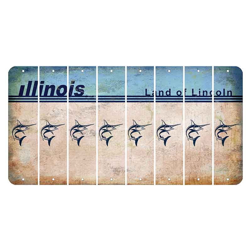 Illinois Light Blue Cut License Plate Strips (Set of 8)