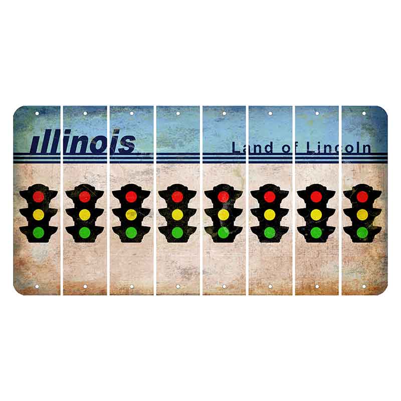 Illinois Light Blue Cut License Plate Strips (Set of 8)