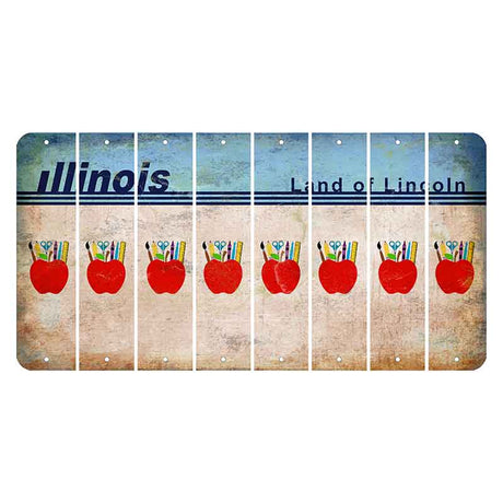 Illinois Light Blue Cut License Plate Strips (Set of 8)