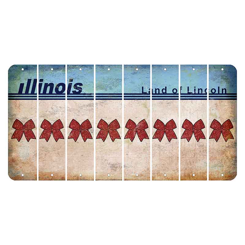 Illinois Light Blue Cut License Plate Strips (Set of 8) Cheer Bow