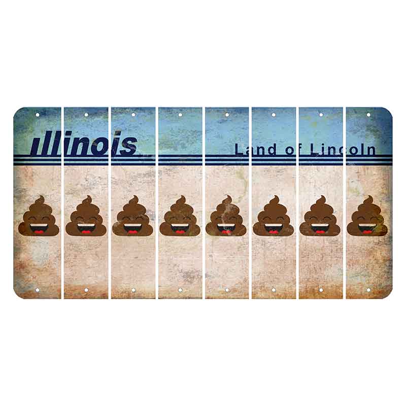 Illinois Light Blue Cut License Plate Strips (Set of 8)