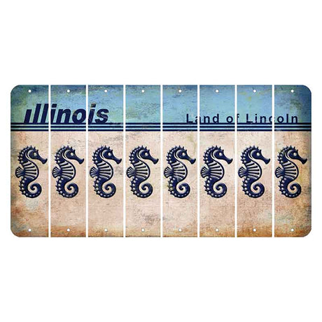 Illinois Light Blue Cut License Plate Strips (Set of 8)