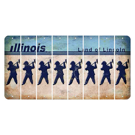 Illinois Light Blue Cut License Plate Strips (Set of 8)