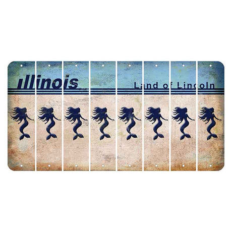 Illinois Light Blue Cut License Plate Strips (Set of 8)