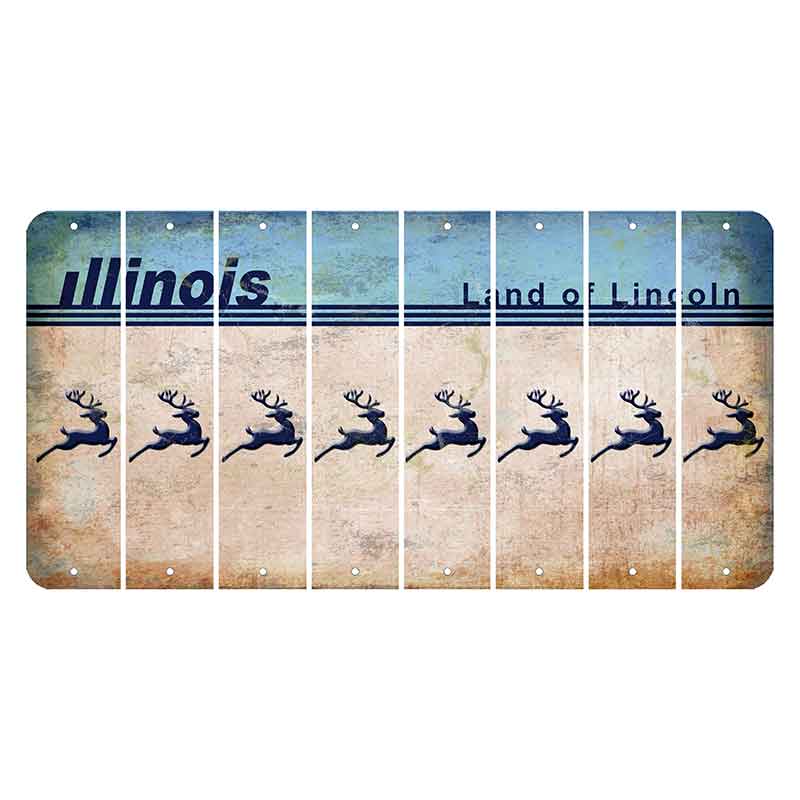 Illinois Light Blue Cut License Plate Strips (Set of 8)