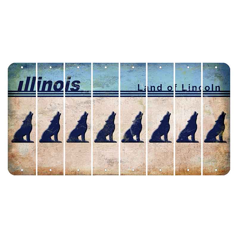 Illinois Light Blue Cut License Plate Strips (Set of 8)