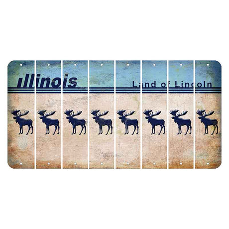 Illinois Light Blue Cut License Plate Strips (Set of 8)