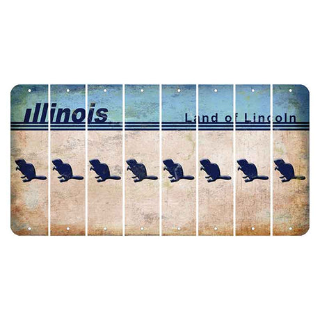 Illinois Light Blue Cut License Plate Strips (Set of 8)