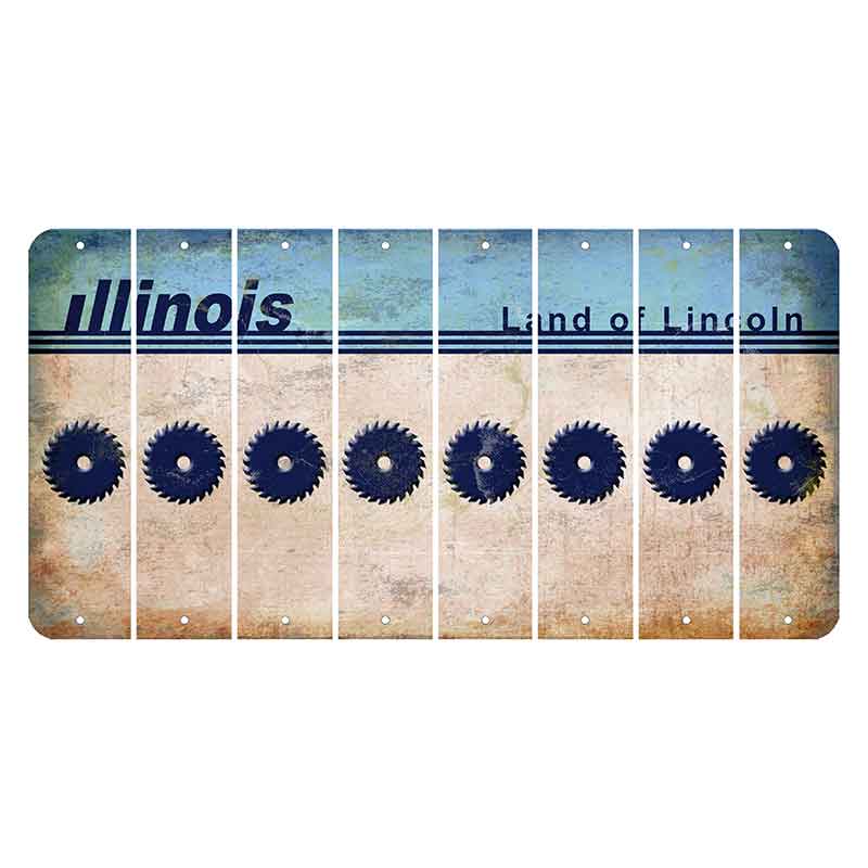 Illinois Light Blue Cut License Plate Strips (Set of 8)