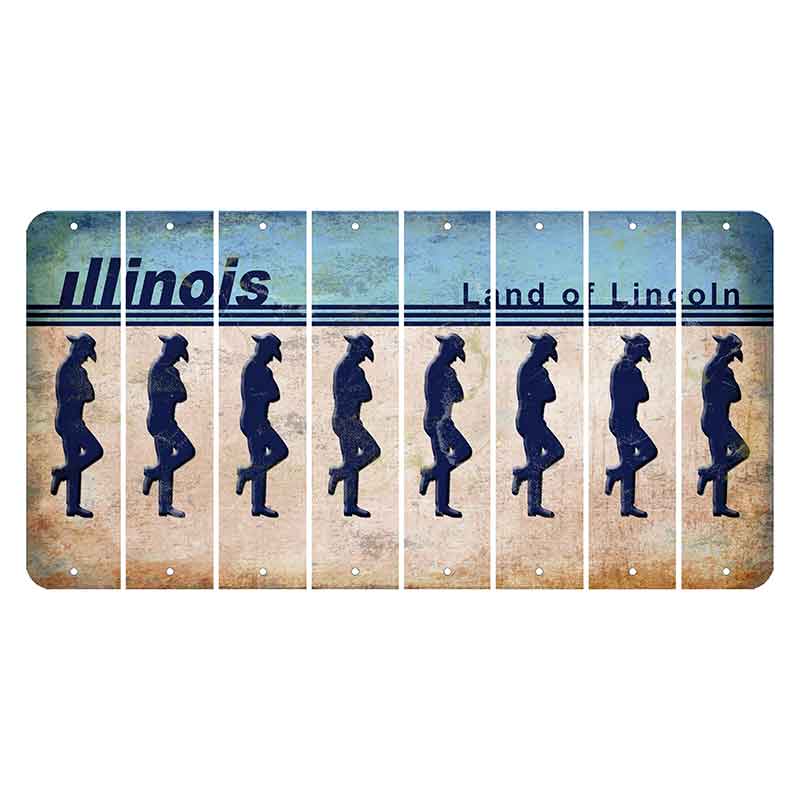 Illinois Light Blue Cut License Plate Strips (Set of 8)