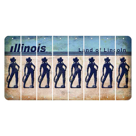 Illinois Light Blue Cut License Plate Strips (Set of 8)