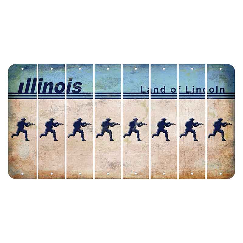 Illinois Light Blue Cut License Plate Strips (Set of 8)