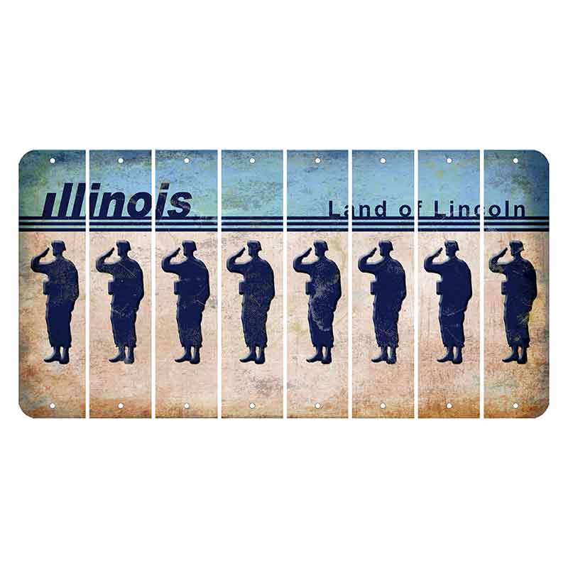 Illinois Light Blue Cut License Plate Strips (Set of 8)