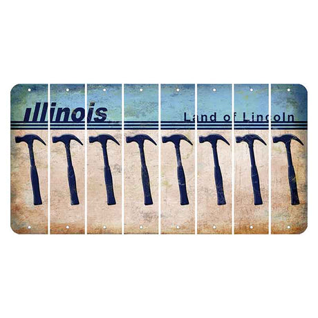 Illinois Light Blue Cut License Plate Strips (Set of 8)