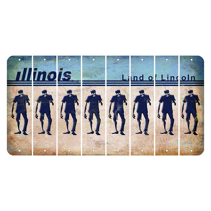 Illinois Light Blue Cut License Plate Strips (Set of 8)