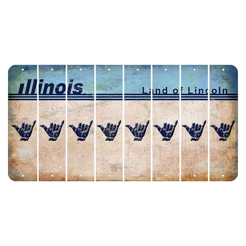 Illinois Light Blue Cut License Plate Strips (Set of 8)