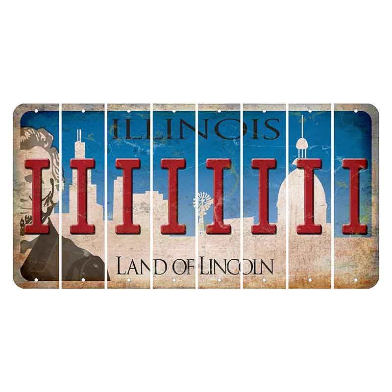 Illinois Skyline Cut License Plate Strips (Set of 8) I