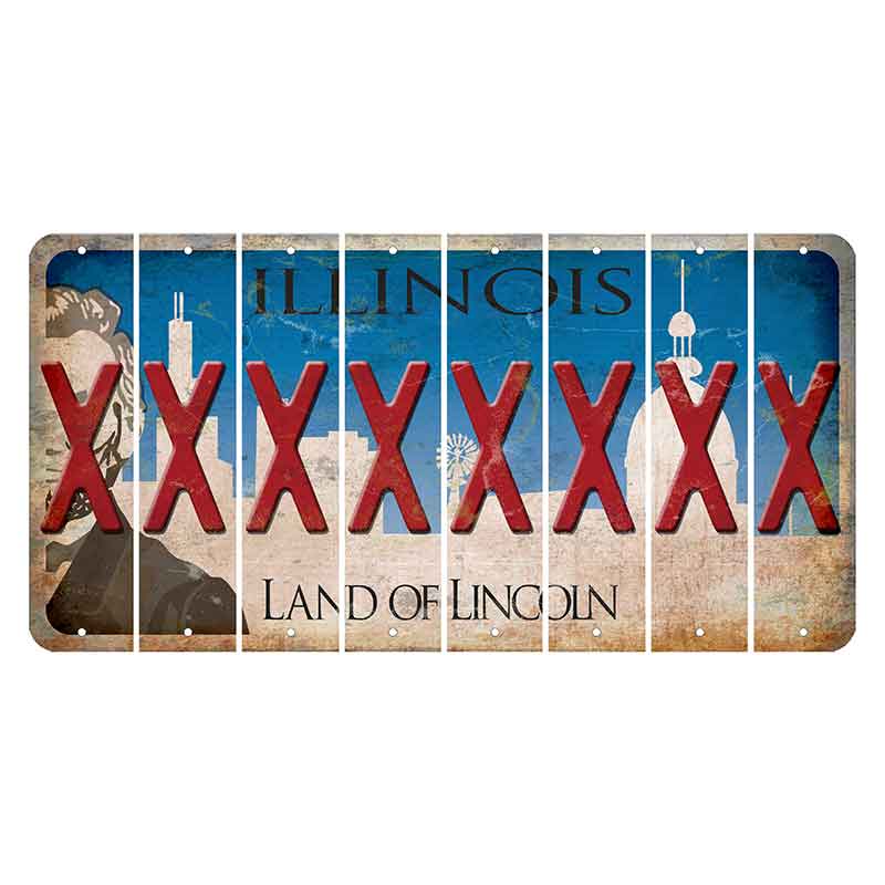 Illinois Skyline Cut License Plate Strips (Set of 8) X