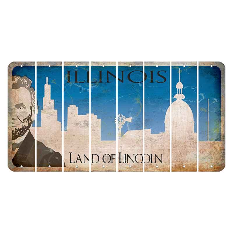 Illinois Skyline Cut License Plate Strips (Set of 8) Blank