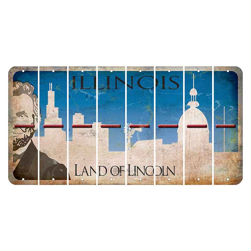 Illinois Skyline Cut License Plate Strips (Set of 8) Hyphen