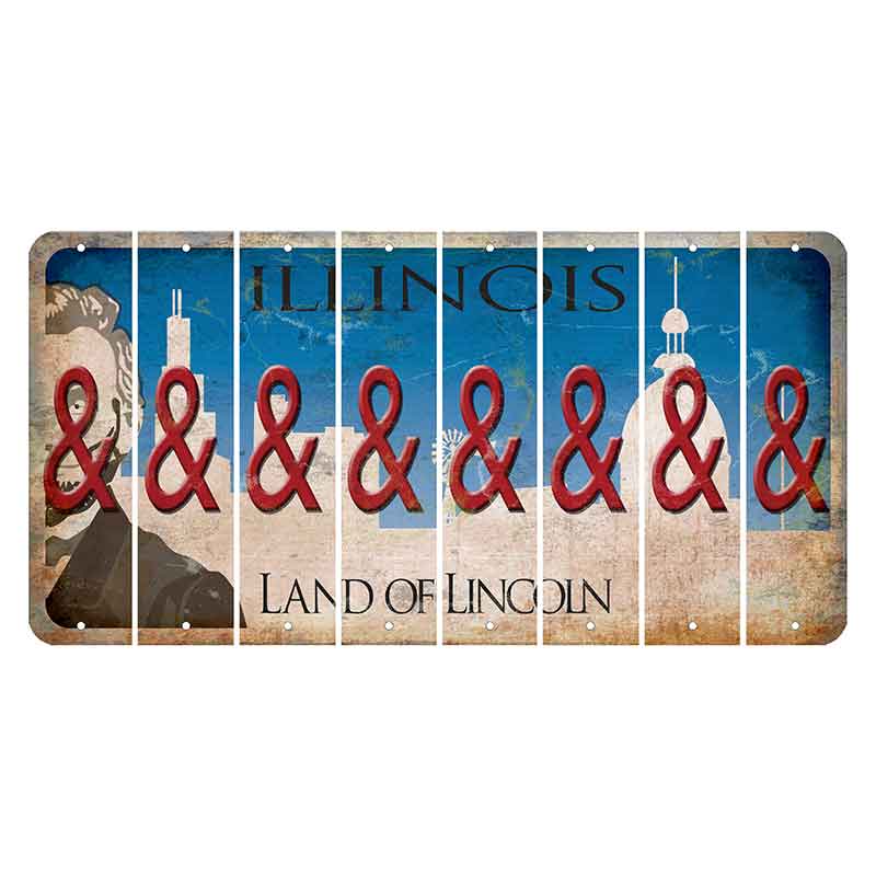Illinois Skyline Cut License Plate Strips (Set of 8) And Sign