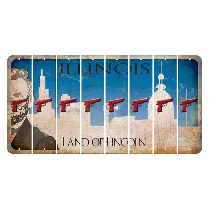 Illinois Skyline Cut License Plate Strips (Set of 8)