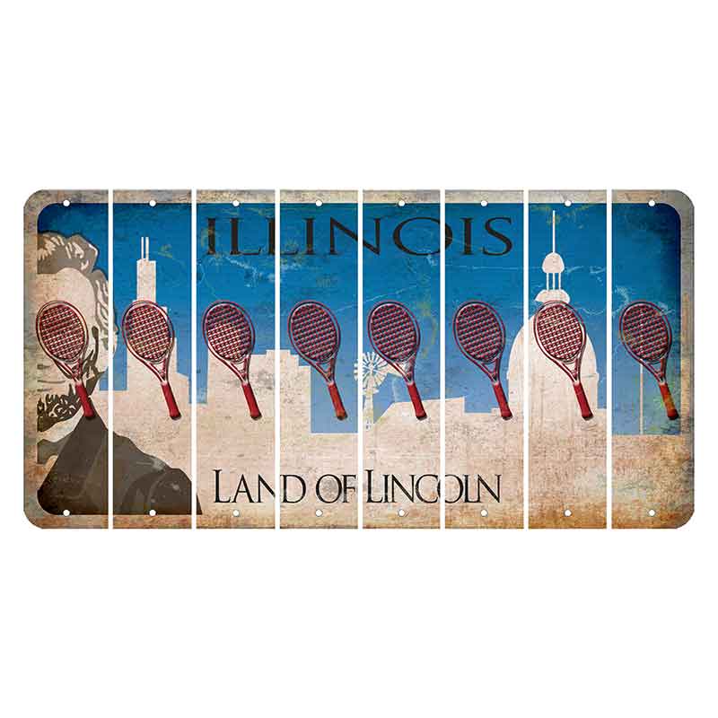Illinois Skyline Cut License Plate Strips (Set of 8) Tennis Racket