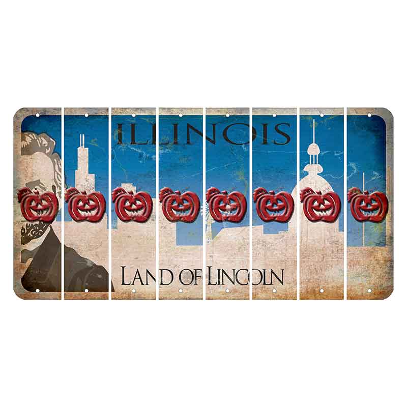 Illinois Skyline Cut License Plate Strips (Set of 8) Pumpkin