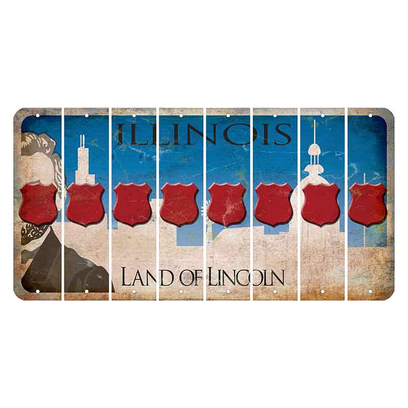Illinois Skyline Cut License Plate Strips (Set of 8) Police Badge