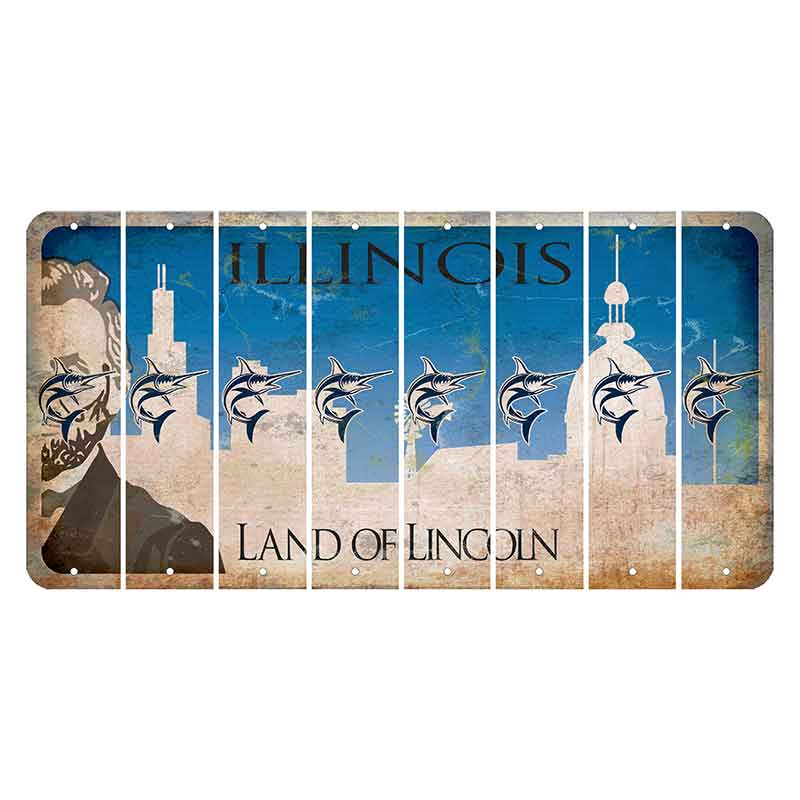 Illinois Skyline Cut License Plate Strips (Set of 8) Swordfish