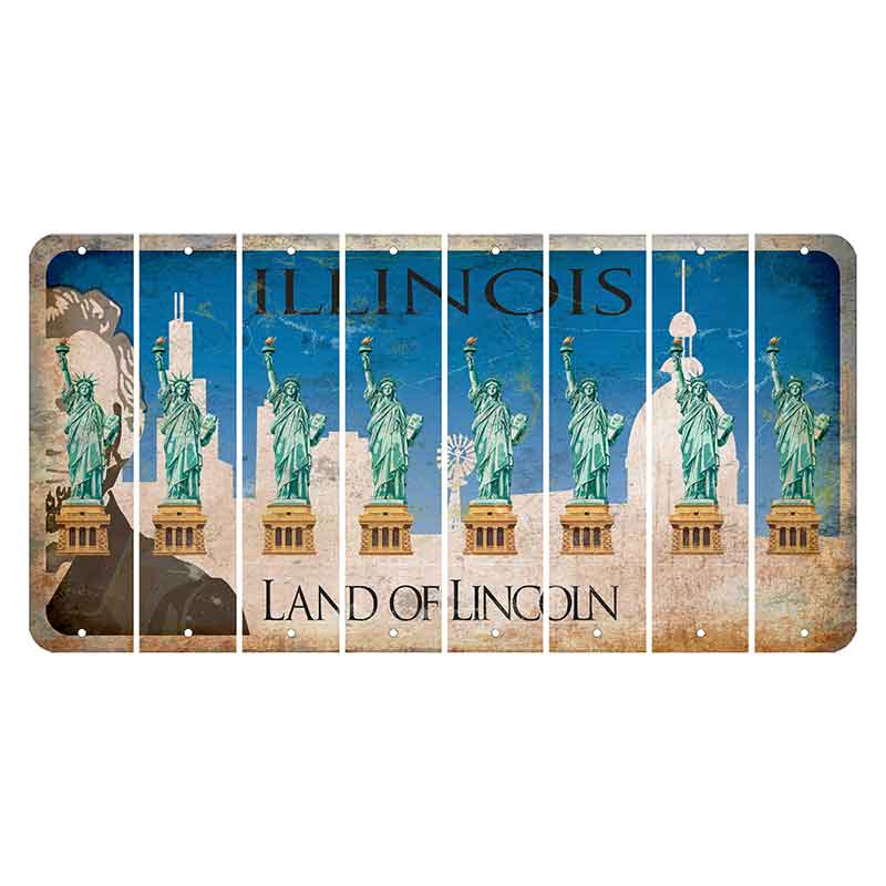 Illinois Skyline Cut License Plate Strips (Set of 8)