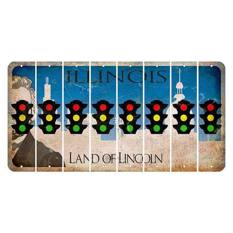 Illinois Skyline Cut License Plate Strips (Set of 8)