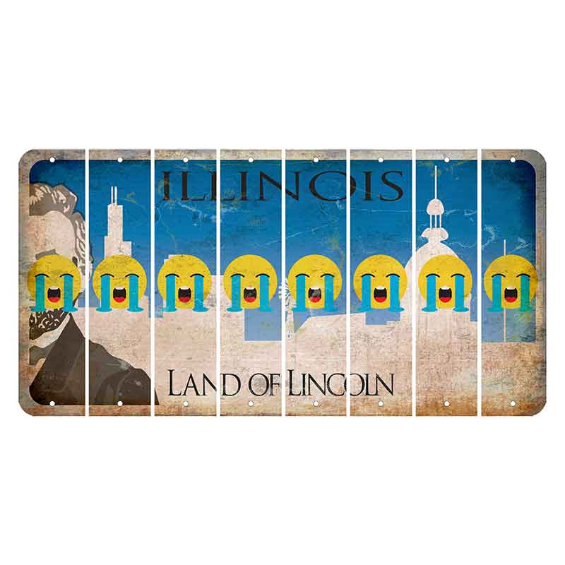 Illinois Skyline Cut License Plate Strips (Set of 8) Emoji - Crying