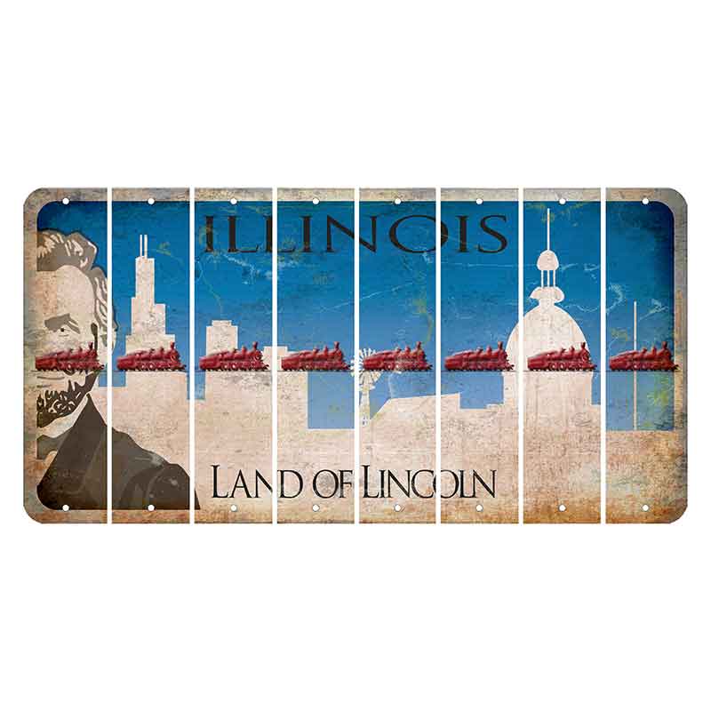Illinois Skyline Cut License Plate Strips (Set of 8) Train