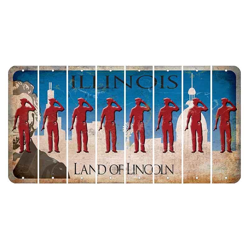 Illinois Skyline Cut License Plate Strips (Set of 8) Police Officer