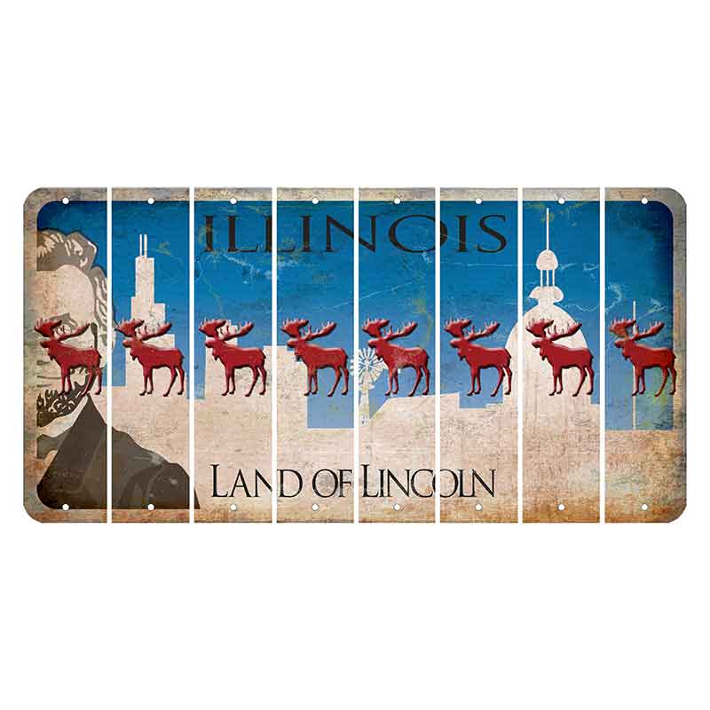 Illinois Skyline Cut License Plate Strips (Set of 8) Moose