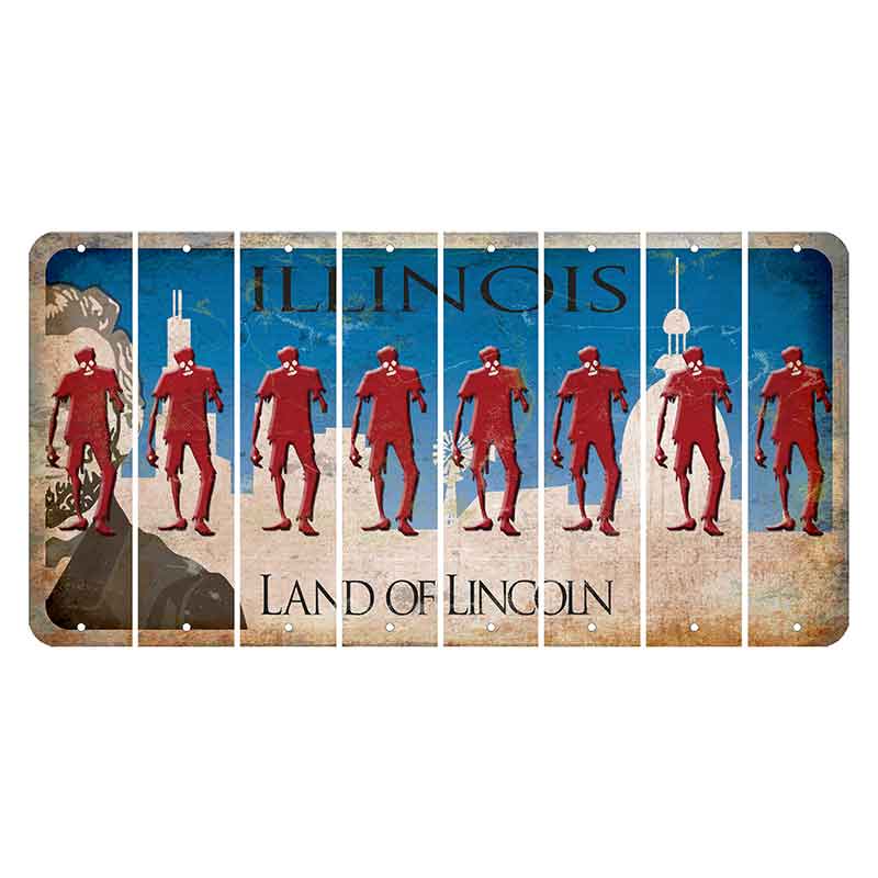 Illinois Skyline Cut License Plate Strips (Set of 8) Zombie