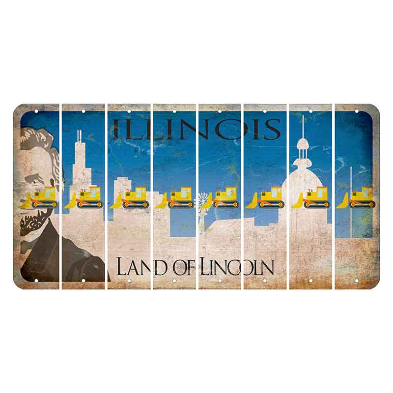 Illinois Skyline Cut License Plate Strips (Set of 8) Dozer