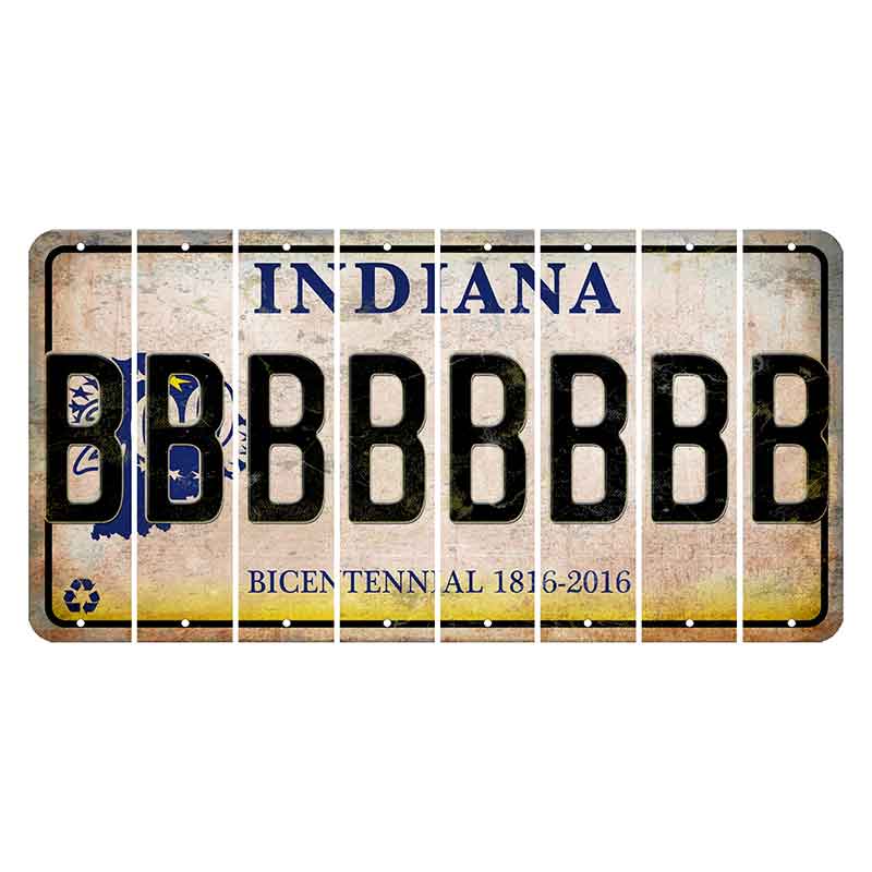 Indiana Bicentennial Cut License Plate Strips (Set of 8)