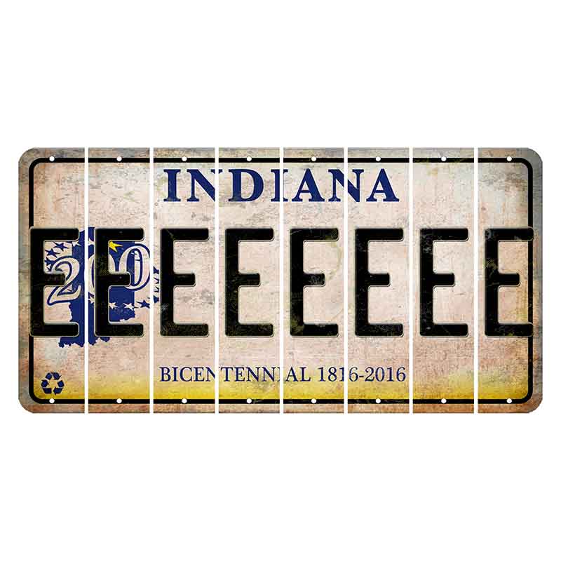 Indiana Bicentennial Cut License Plate Strips (Set of 8)