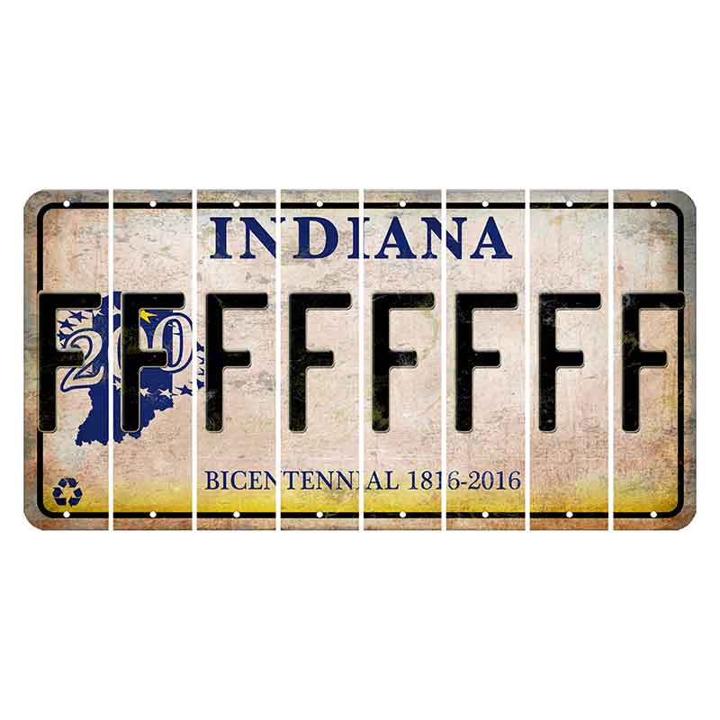 Indiana Bicentennial Cut License Plate Strips (Set of 8)