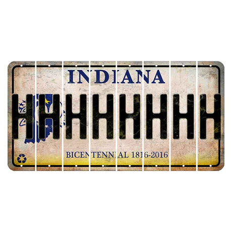 Indiana Bicentennial Cut License Plate Strips (Set of 8)