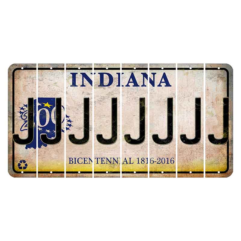 Indiana Bicentennial Cut License Plate Strips (Set of 8)